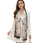 180x90 Seidenschal 180x90 beige schwarz N258